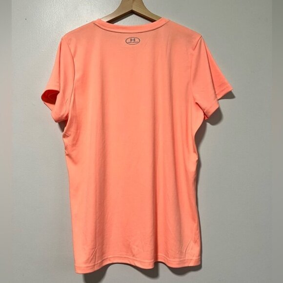 Under Armour Women’s HeatGear Coral Pink Short Sleeve T-Shirt - Size XL - Picture 11 of 12